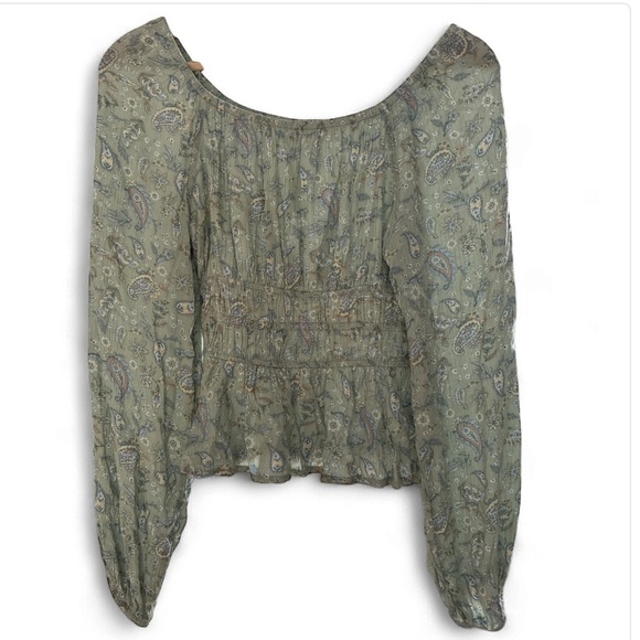 WILD SKYE Green Paisley Blouse boho size small - Picture 5 of 8